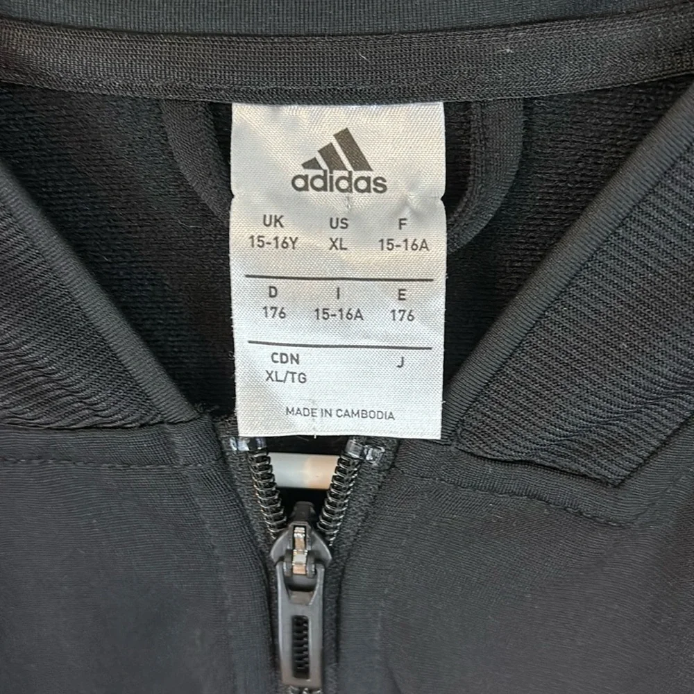 Adidas Black Full Zip Athletic Track Jacket XL Youth
